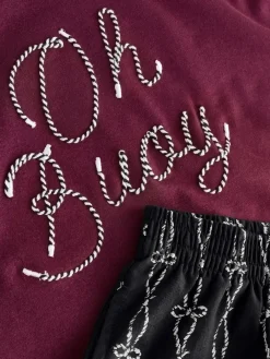 Sale Next Chocolate Brown Slogan Short Pyjamas Set