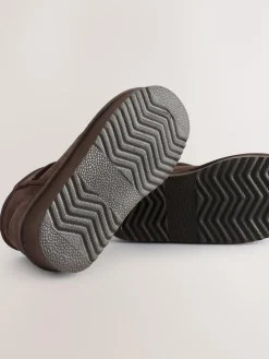 Next Chocolate Brown Standard Fit (F) Flatform Mini Warm Lined Water Repellent Suede Pull-On Boots^ Boots|Boots & Wellies