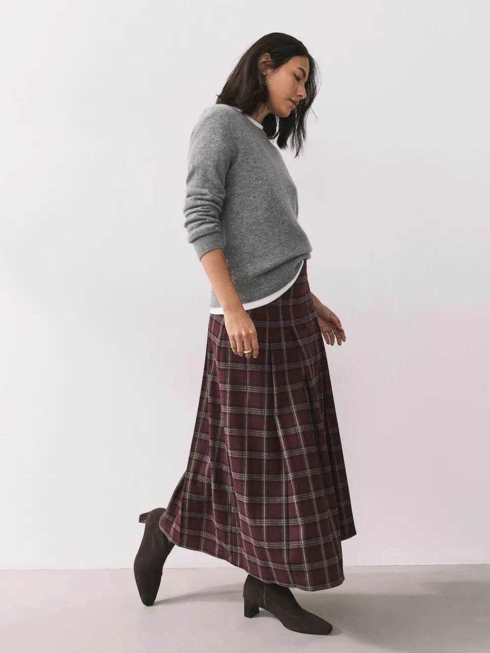 Online Next Standard/Wide Fit Chisel Toe Block Heel Sock Boots Chocolate Brown