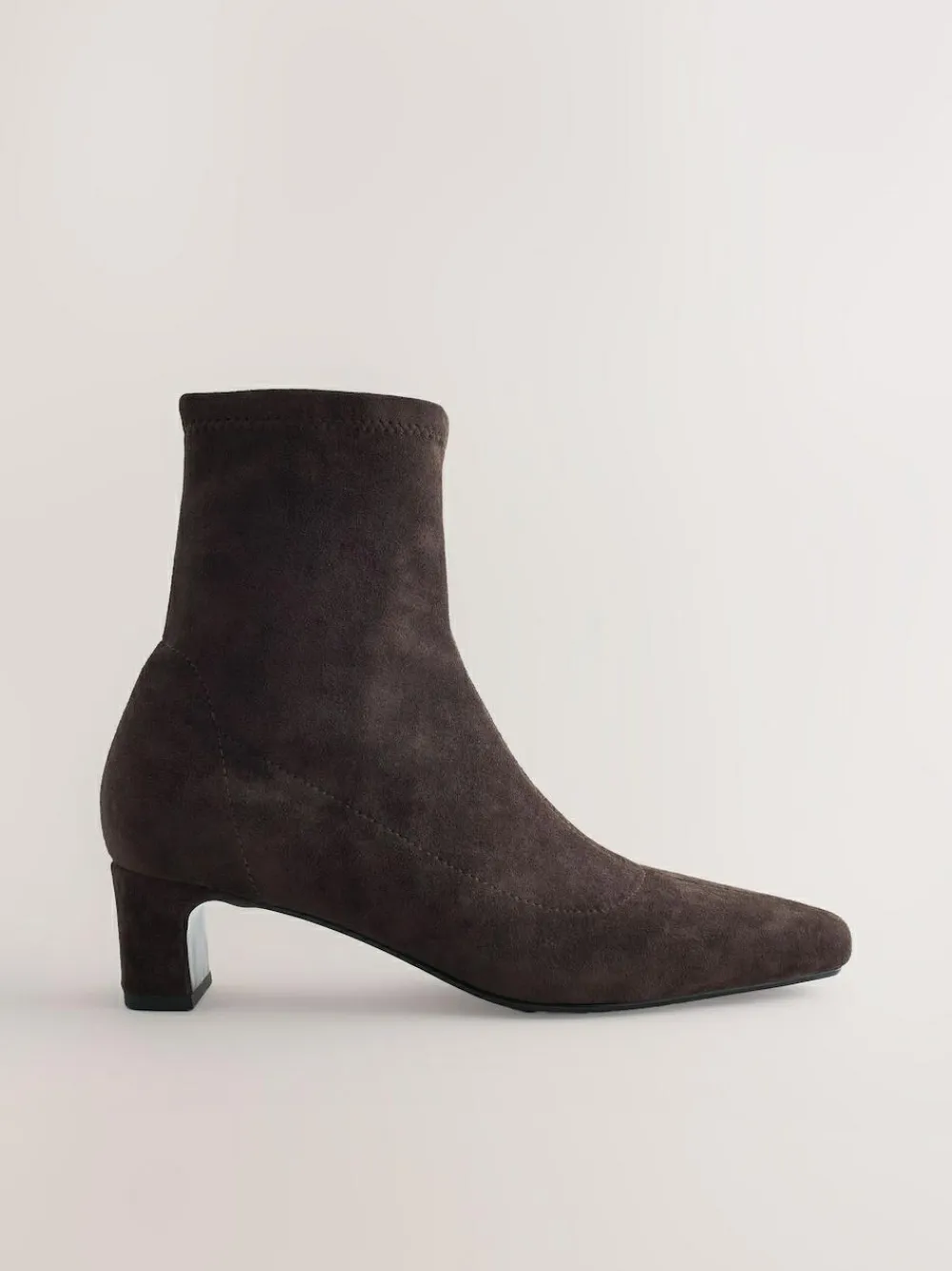 Online Next Standard/Wide Fit Chisel Toe Block Heel Sock Boots Chocolate Brown