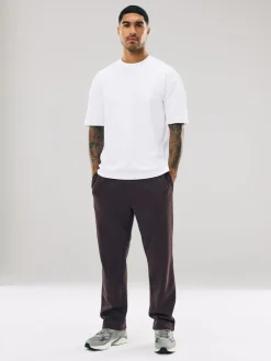 Outlet Next Chocolate Brown Straight Fit Relaxed Fit Brushback Heavyweight Joggers