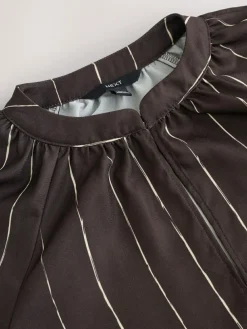 Discount Next Chocolate Brown Stripe Long Sleeve V-Neck Blouse