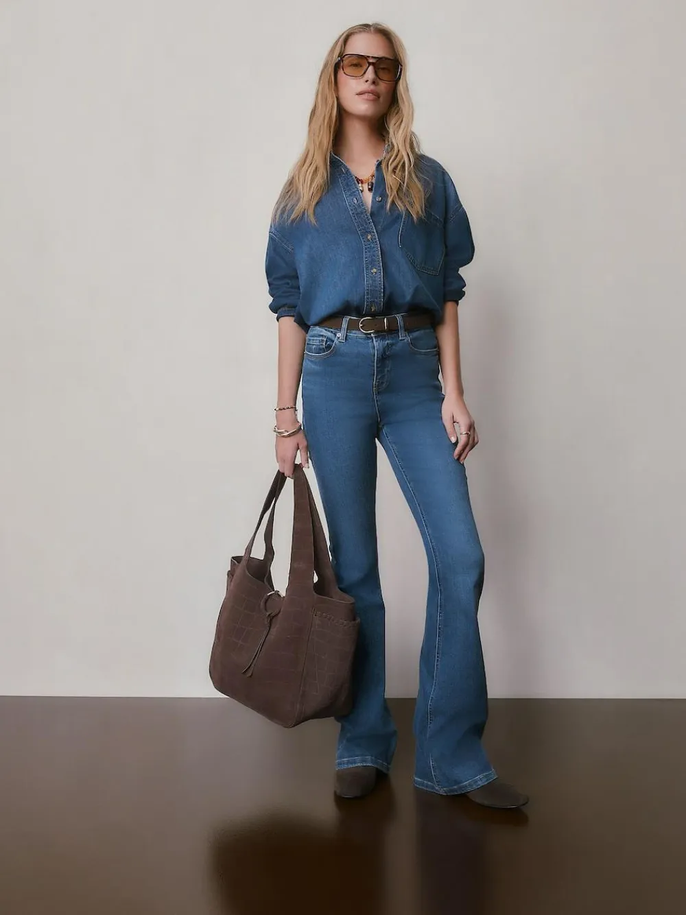 Next Chocolate Brown Suede Croc Effect Shoulder Bag^Women Bags