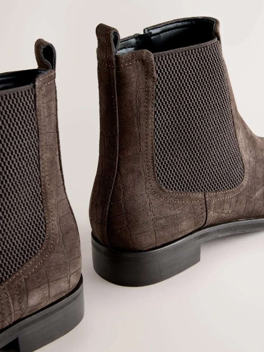 Next Chocolate Brown Suede Embossed Standard/Wide Fit Forever Comfort® Chelsea Ankle Boots^Women Boots & Wellies|Boots