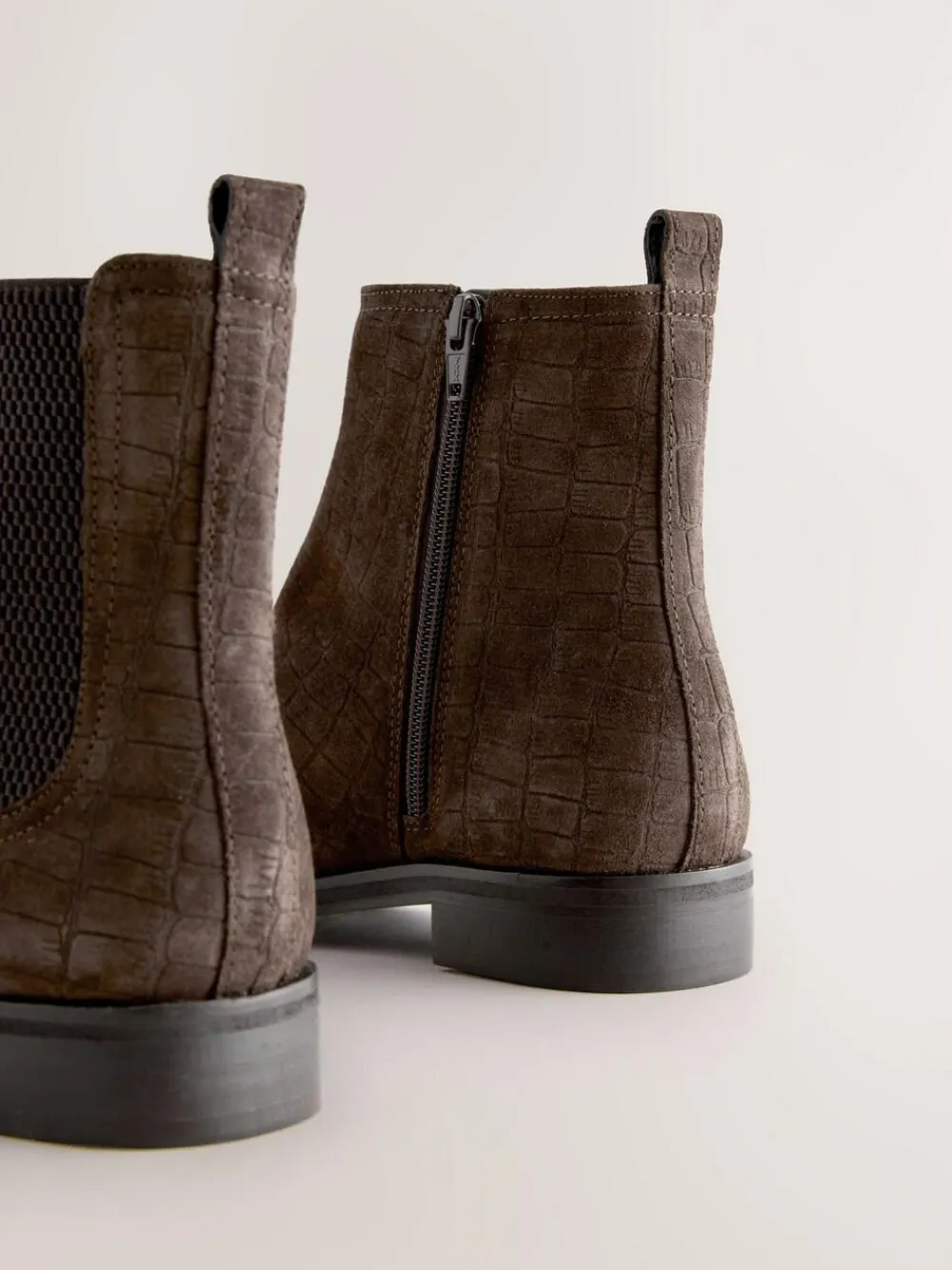 Next Chocolate Brown Suede Embossed Standard/Wide Fit Forever Comfort® Chelsea Ankle Boots^Women Boots & Wellies|Boots