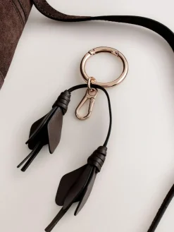 Next Chocolate Brown Suede Flower Charm Cross-Body Bag^Women Bags