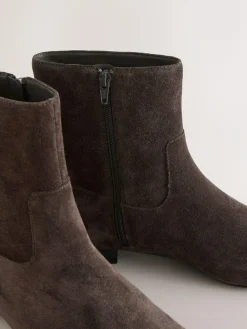 Next Forever Comfort® Flat Ankle Boots Chocolate Brown Suede