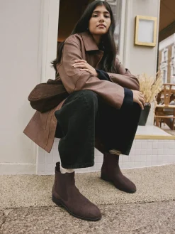 Discount Next Chocolate Brown Suede Standard/Wide Fit Forever Comfort® Chelsea Ankle Boots