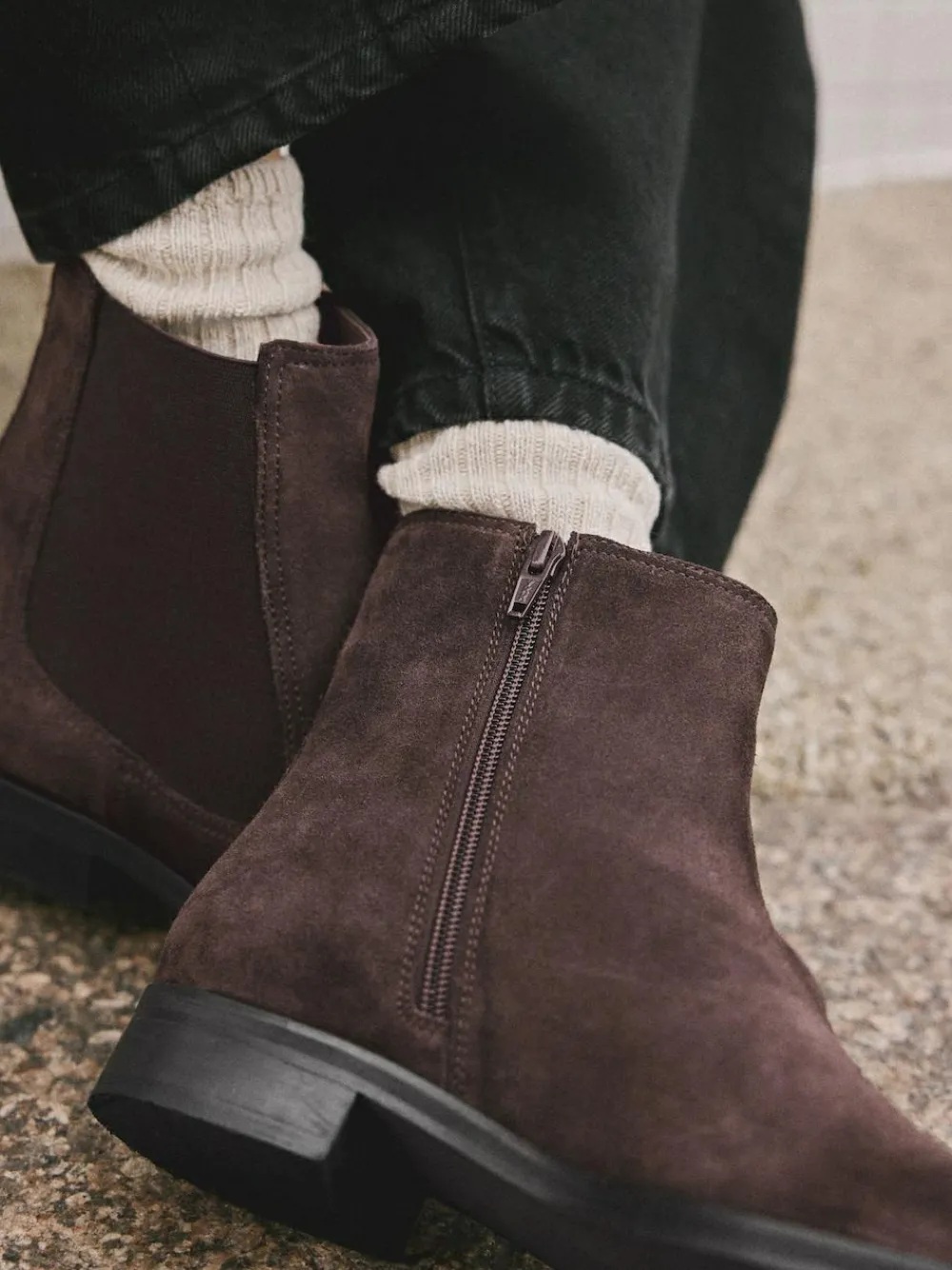 Discount Next Chocolate Brown Suede Standard/Wide Fit Forever Comfort® Chelsea Ankle Boots