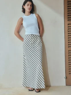 Next Chocolate Brown Summer Column Skirt With Linen^Women Skirts