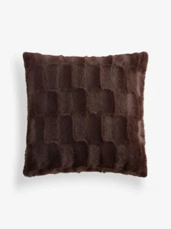 Next Textured Faux Fur Check Cushion^ Cushions & Throws