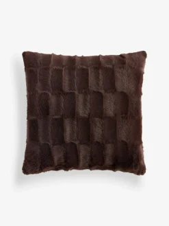 Next Textured Faux Fur Check Cushion^ Cushions & Throws