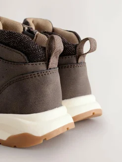 Online Next Warm Lined Walking Boots Chocolate Brown