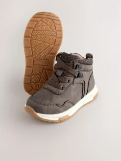 Online Next Warm Lined Walking Boots Chocolate Brown