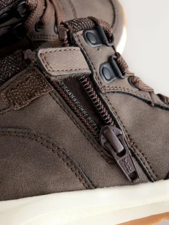 Online Next Warm Lined Walking Boots Chocolate Brown