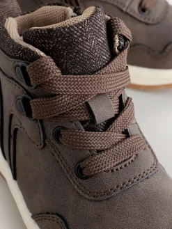 Online Next Warm Lined Walking Boots Chocolate Brown