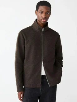 Discount Next Chocolate Brown Wool Look Zip Through Funnel Fleece