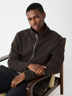 Discount Next Chocolate Brown Wool Look Zip Through Funnel Fleece