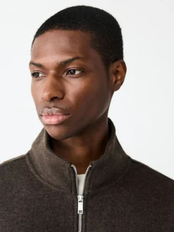 Discount Next Chocolate Brown Wool Look Zip Through Funnel Fleece