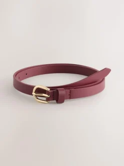 Next Chocolate Brown/Berry PU Skinny Belts 2 Pack^Women Belts