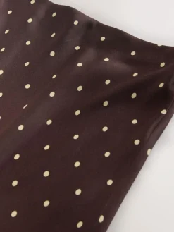 Discount Next Satin Midi Skirt Chocolate Brown/Cream Polka Dot
