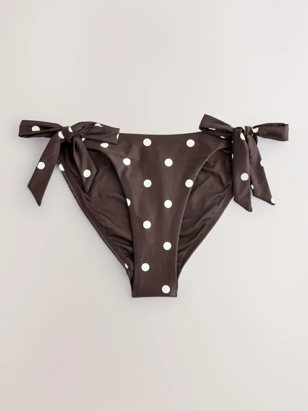 Next Chocolate Brown/Cream Spot Tie Side Bikini Bottoms^Women Swimwear