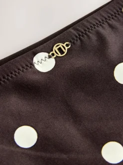 Next Chocolate Brown/Cream Spot Tie Side Bikini Bottoms^Women Swimwear