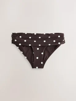 New Next Chocolate Brown/Cream Spot Roll Top Bikini Bottoms