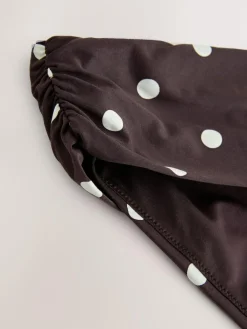 New Next Chocolate Brown/Cream Spot Roll Top Bikini Bottoms