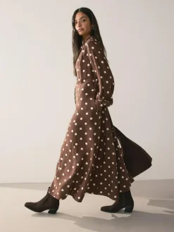 Next Printed Long Sleeve Shirt Dress^Women Midi Dresses