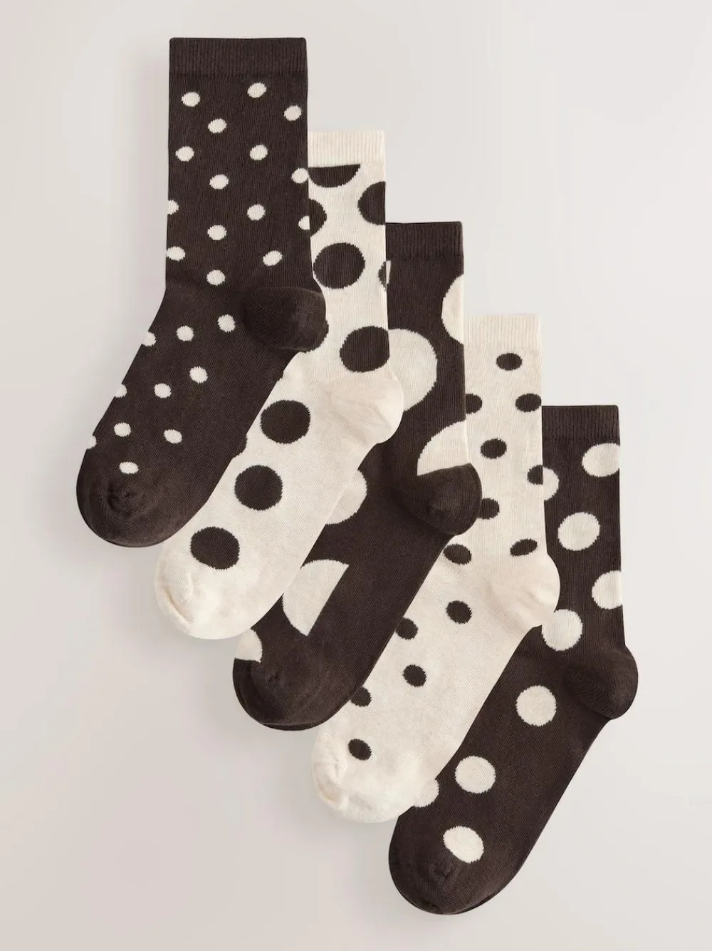 Online Next Ankle Socks 5 Pack Chocolate Brown/White Spot