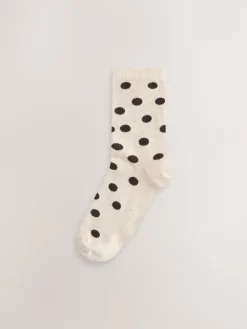 Online Next Ankle Socks 5 Pack Chocolate Brown/White Spot