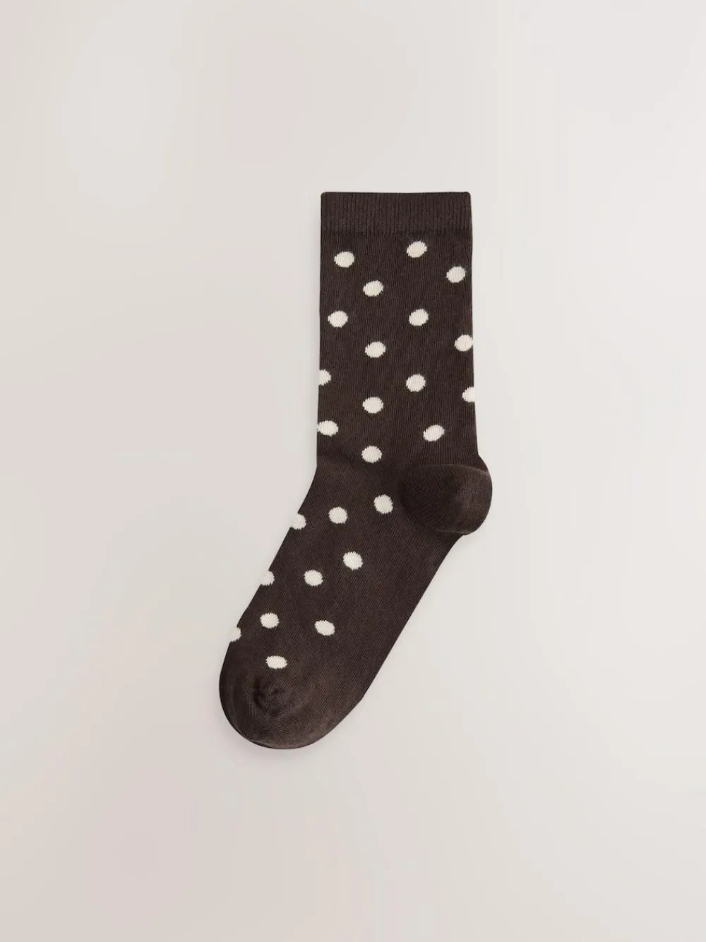 Online Next Ankle Socks 5 Pack Chocolate Brown/White Spot