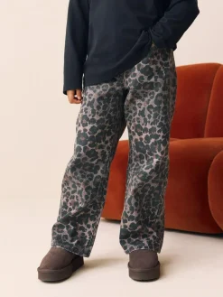 Discount Next Wide Leg Jeans (3-16yrs) Chocolate Leopard