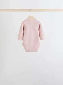 Next Chocolate Pink Long Sleeve Baby Bodysuits 5 Pack^ Newborn Clothing|Baby Girls