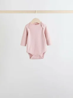 Next Chocolate Pink Long Sleeve Baby Bodysuits 5 Pack^ Newborn Clothing|Baby Girls