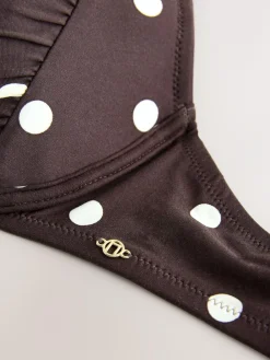 Discount Next Bow Front Padded Wired Bikini Top Chocolate/Cream Polka Dot