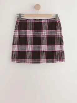 Next Chocolate/Pink Check Mini Skirt^Women Skirts