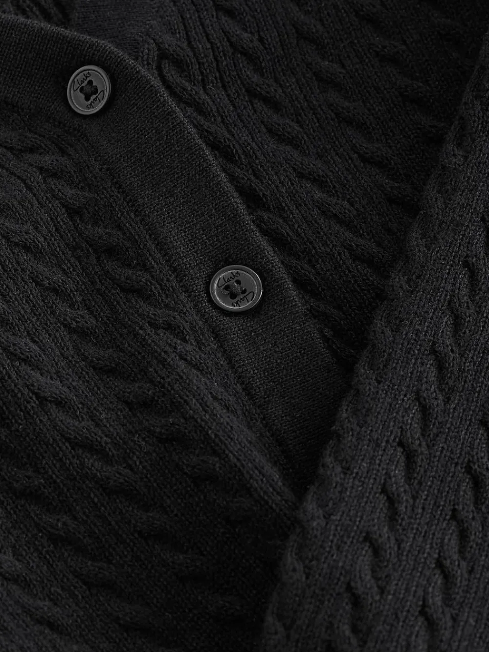 Clearance Clarks Black Cable Knit Frill School Cardigan