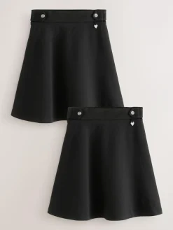 Clarks Pull-On Ponte Skater School Skirts 2 Pack Black