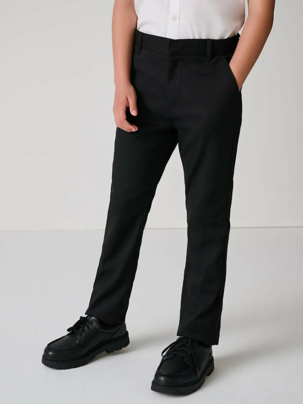 Clarks Black Slim Fit Boys Fastening School Trousers^BOY Tznius Pants