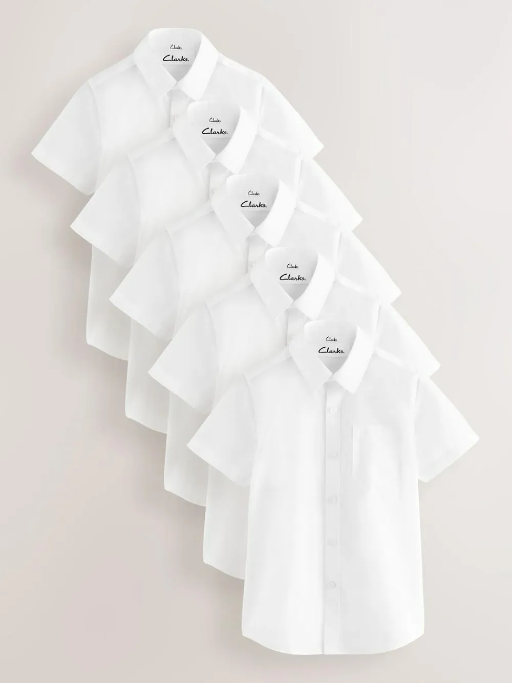 Clarks White Short Sleeve School Shirts 5 Pack^BOY Shirts