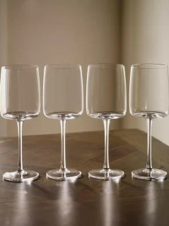 Next Clear Angular Set of 4 White Wine Glasses^ Glassware