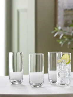 New Next Hollis Set of 4 Tall Tumbler Glasses Clear Solid