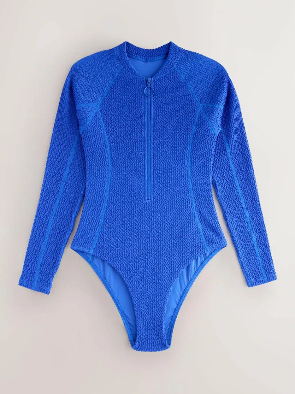 Best Next Long Sleeve Rash Swimsuit Cobalt Blue Crinkle