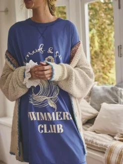 Next Cobalt Blue Graphic Nightie^Women All Night & Lounge|Nightwear