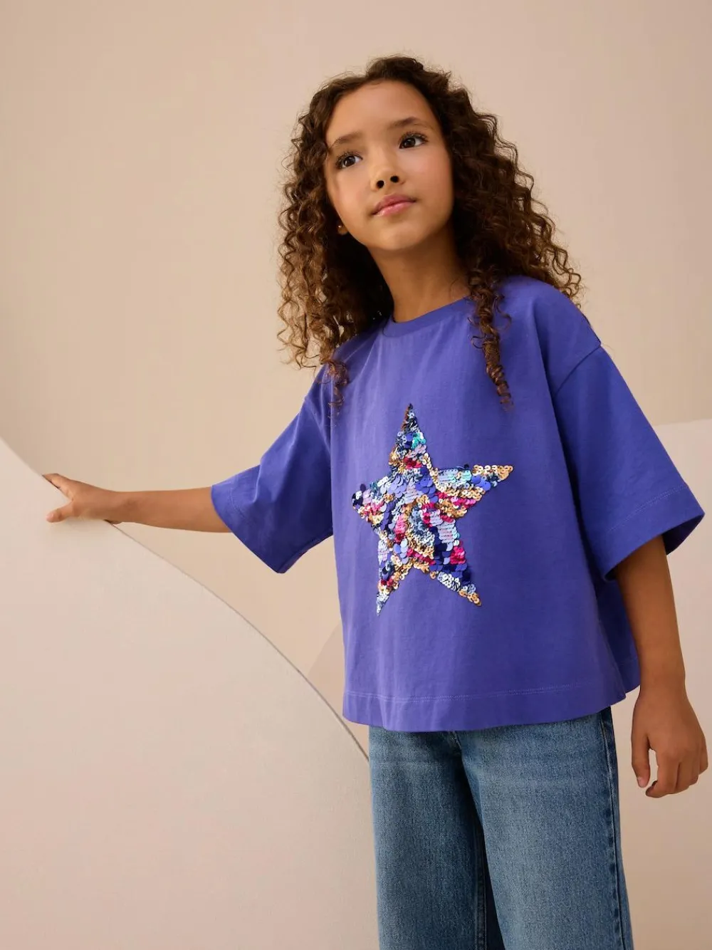 Online Next Cobalt Blue Sequin Star T-Shirt (3-16yrs)