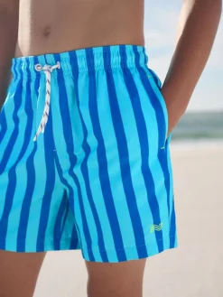 Discount Next Stripe Swim Shorts (3-16yrs) Cobalt Blue