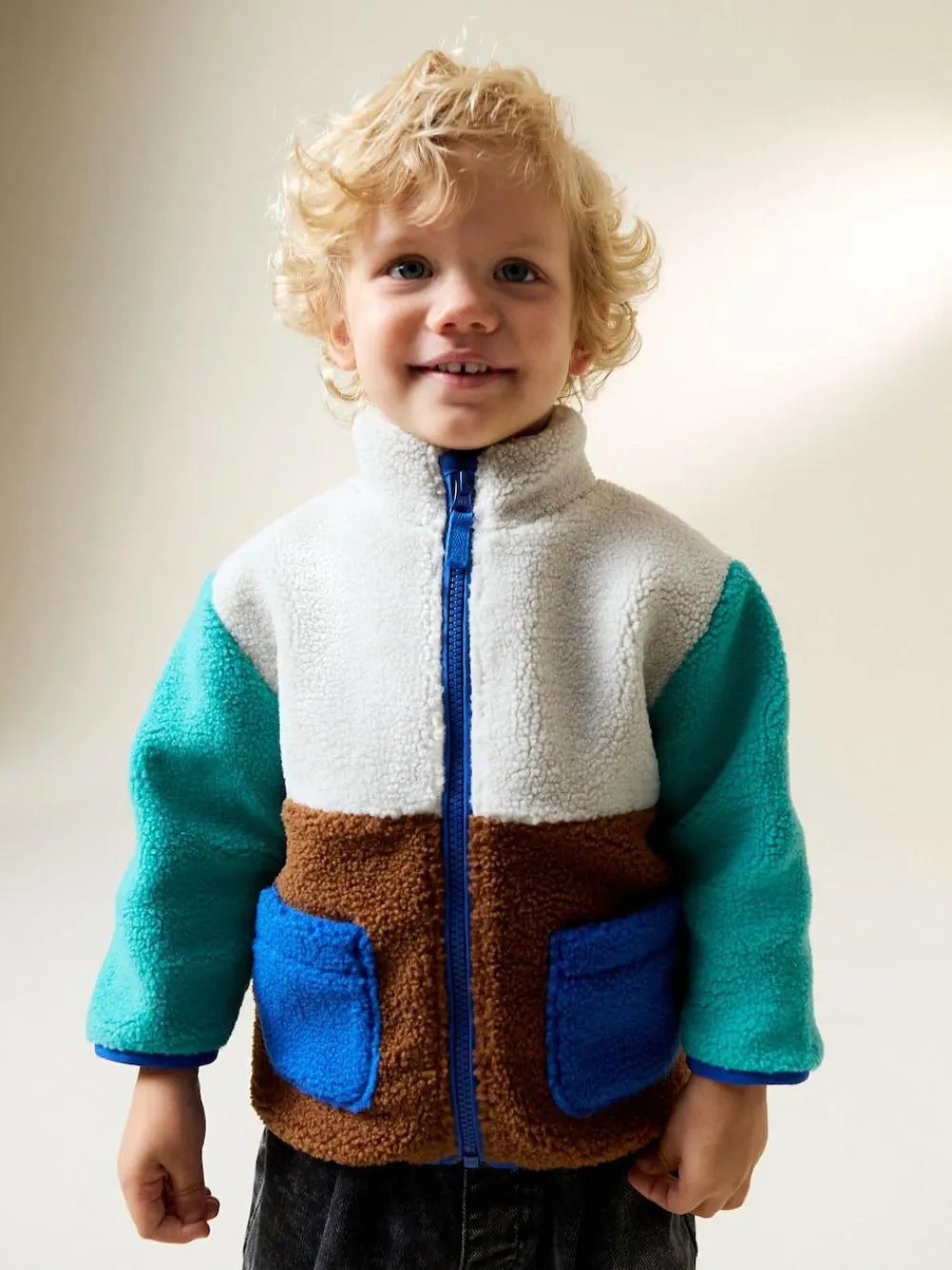 Discount Next Colourblock Plain Funnel Neck Fleece Zip Through Fleece (3mths-7yrs)