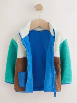 Discount Next Colourblock Plain Funnel Neck Fleece Zip Through Fleece (3mths-7yrs)